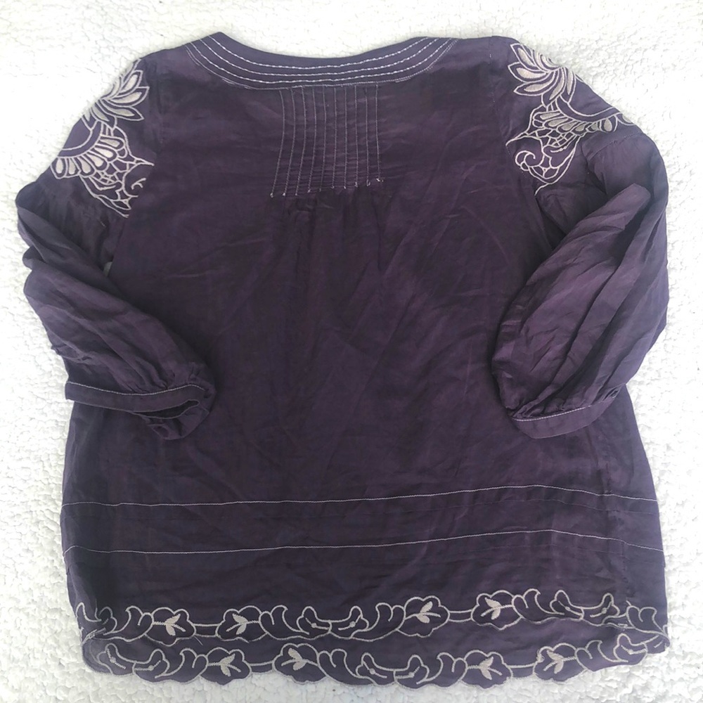 Trinity purple silk cotton embroidered blouse EUC - Picture 10 of 10